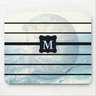 Tapis De Souris Conception monogrammée de l'océan terrestre