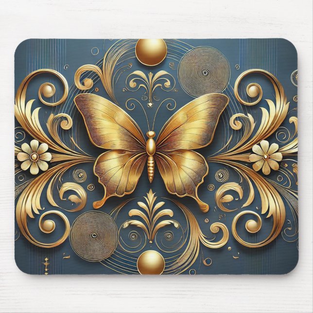 Tapis De Souris Conception Papillon Doré (Devant)