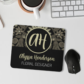 Tapis De Souris Conception simple de logo d'entreprise avec fleurs