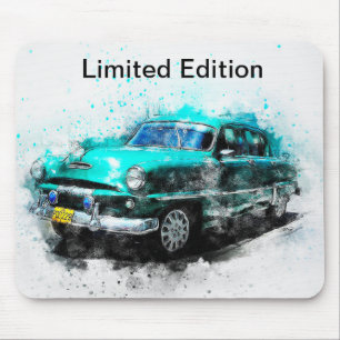 Tapis De Souris Conception Vintage de voiture verte Mosepad