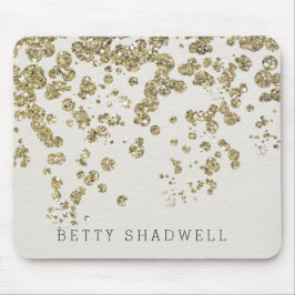 Tapis De Souris Confetti d'or au champagne glamour en ivoire