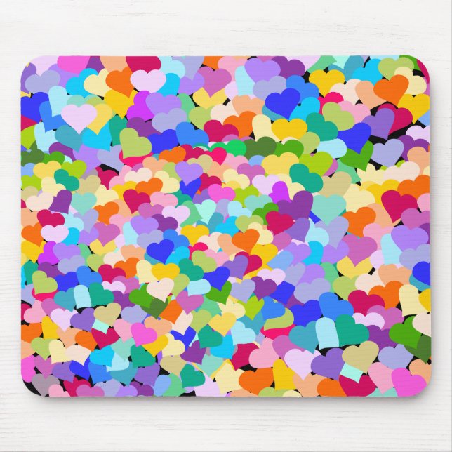 Tapis De Souris Confettis de coeur d'arc-en-ciel (Devant)