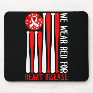 Tapis De Souris Conscience de la maladie cardiaque Baseball Amoure