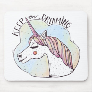 Tapis De Souris Continuez à rêver Whimsical Unicorn