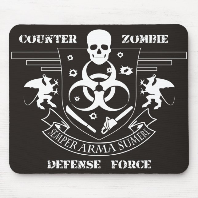 Tapis De Souris Contre- force de défense de zombi (Devant)