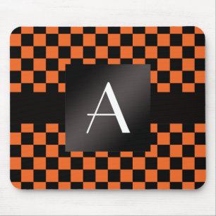 Tapis De Souris Contrôleurs oranges et noirs de monogramme