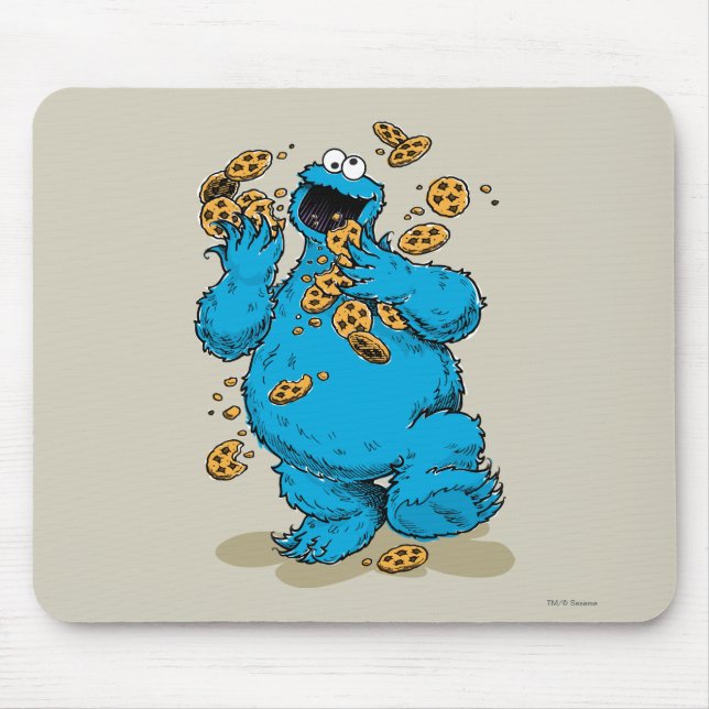 Tapis De Souris Cookie Monster Cookies folles (Devant)