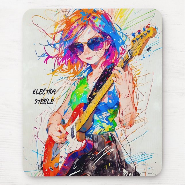 Tapis De Souris Cool Abstraite Pop Art Anime Guitariste (Devant)
