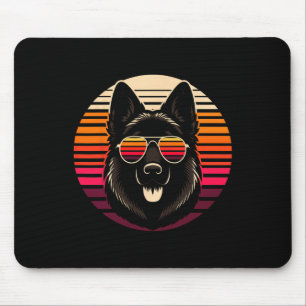 Tapis De Souris Cool allemand berger chien retro Sunset Art Style 