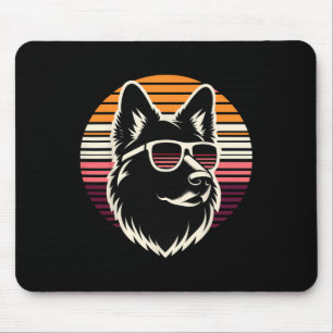Tapis De Souris Cool allemand berger chien retro Sunset Art Style 