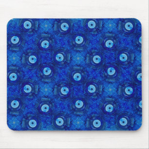 Tapis De Souris Cool, art numérique moderne de bleu mauvais oeil 