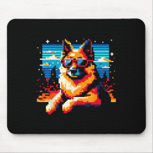 Tapis De Souris Cool berger allemand chien Pixel style d'art Noël