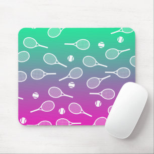 Tapis De Souris Cool Blanc Retro Racquets de Tennis Motif Gradient