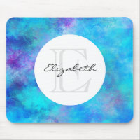 Cool bleu et violet Abstrait Aquarelle Monogramme