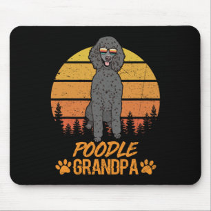 Tapis De Souris Cool Chien Caniche Standard Noir Grand-Papa Fête d