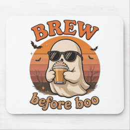 Tapis De Souris Cool Ghost with Coffee Halloween Mousepad