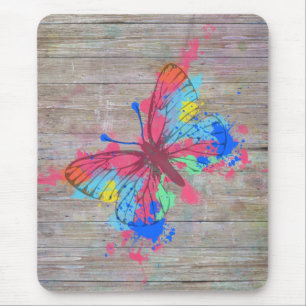 Tapis De Souris Cool mignon aquarelles éclaboussures papillon vin