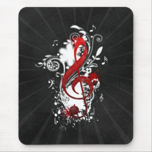 Tapis De Souris Cool Musique notes tourbillons pointillés fleurs 