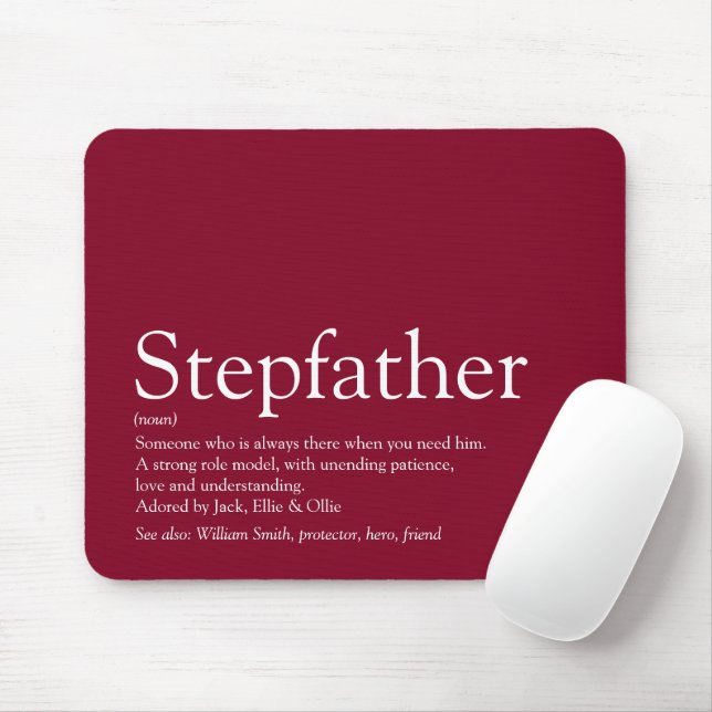 Tapis De Souris Cool Stepfather, Stepdad Définition Fun Burgundy (Avec souris)