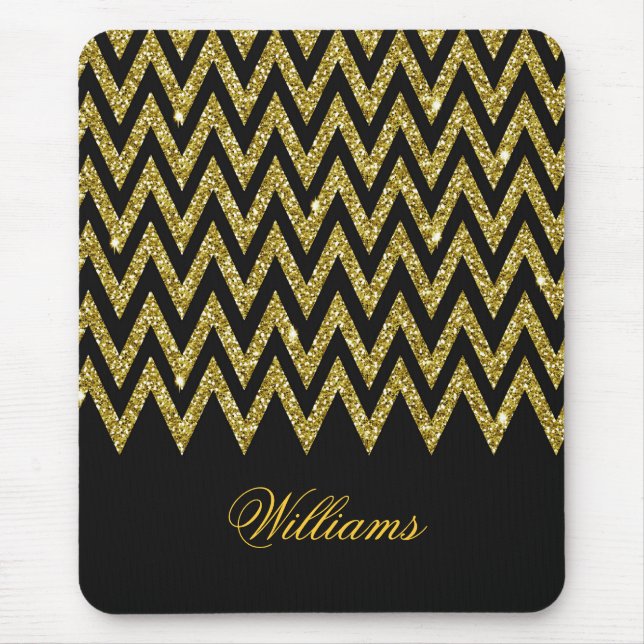 Tapis De Souris Cool tendance chevron zigzag faux parties scintill (Devant)