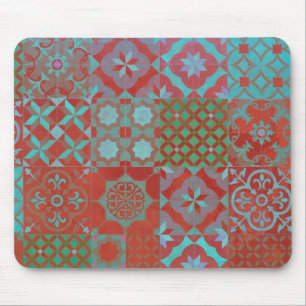 Tapis De Souris Cool, trendy Aegean tiles in red and blue