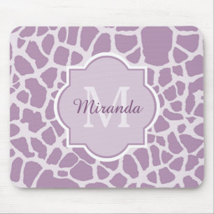 Tapis De Souris Copie pourpre chic de girafe avec le monogramme et