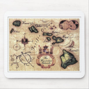Tapis De Souris Copie vintage de carte d'îles hawaïennes