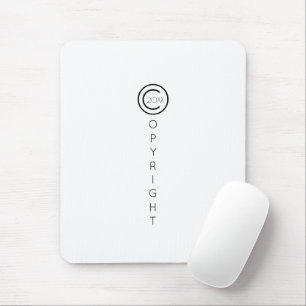 Tapis De Souris Copyright Moderne Typographique Blanc