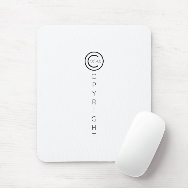 Tapis De Souris Copyright Moderne Typographique Blanc (Avec souris)
