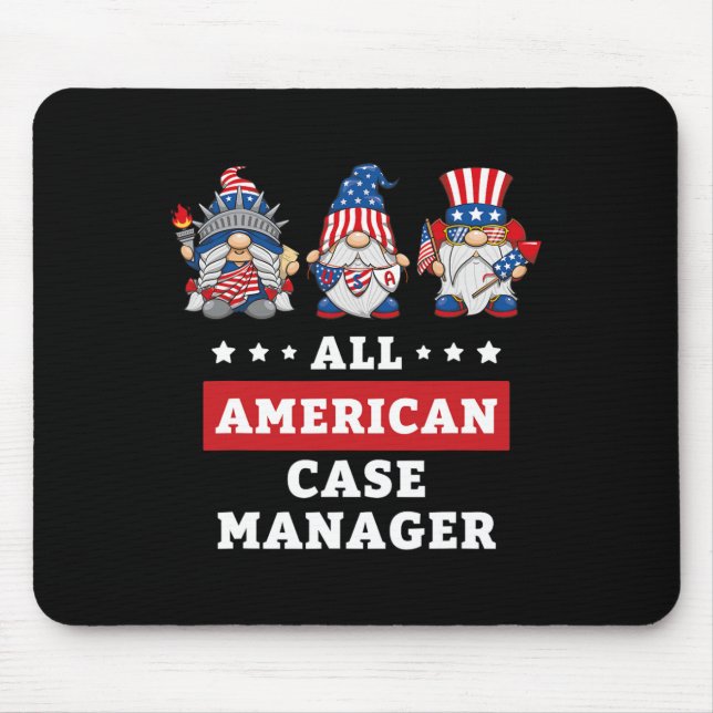 Tapis De Souris Coque Manager Gnomes Juillet 4 American Flag Usa (Devant)
