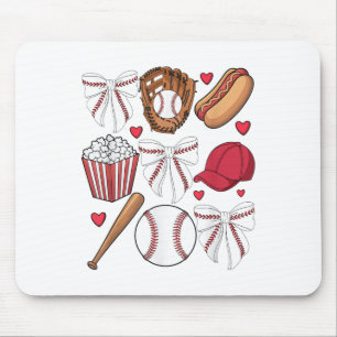 Tapis De Souris Coquette Baseball Femmes Bow Baseball Filles Cheer