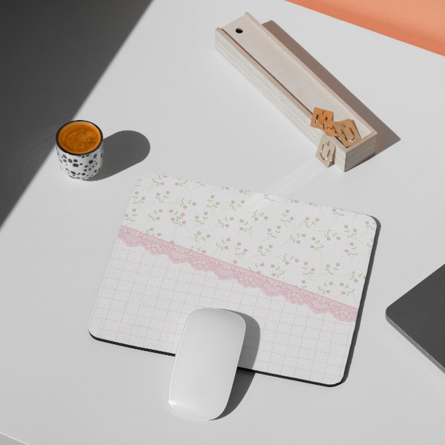 Tapis De Souris Coquette rose floral Pad (Créateur téléchargé)