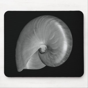 Tapis De Souris Coquille de nautile noir et blanc