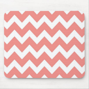 Tapis De Souris Corail et blanc Chevron