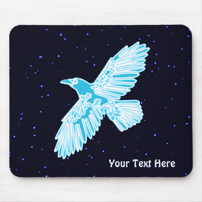 Tapis De Souris Corbeau bleu sur étoiles (Devant)