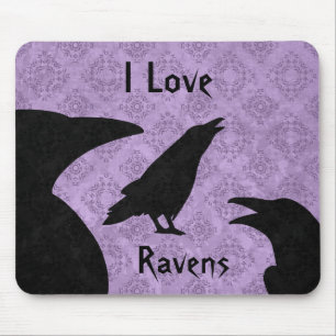 Tapis De Souris Corbeaux gothiques d'amour d'I