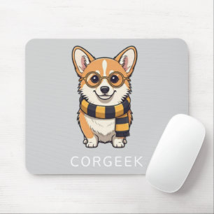 Tapis De Souris Corgi Corgeek sur gris clair   Cadeau Amoureux des