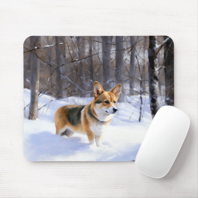 Tapis De Souris Corgi laisse neiger Noël (Avec souris)