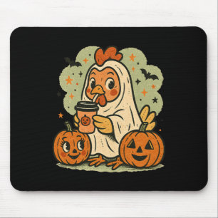 Tapis De Souris Costume de fantôme de poulet Halloween T-shirt rét