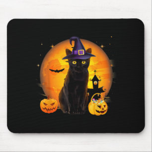 Tapis De Souris Costume de sorcière chat noir Halloween effrayant