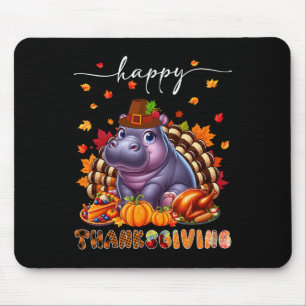 Tapis De Souris Costume d'hippopotame de Thanksgiving Dinde Automn