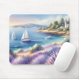 Tapis De Souris Côte méditerranéenne de la Lavande avec voiliers