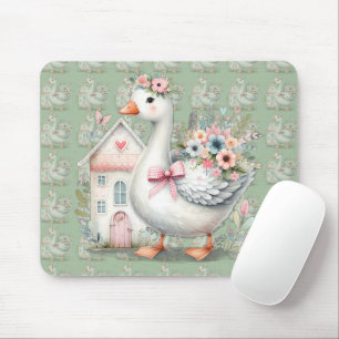 Tapis De Souris Cottage Goose Floral House Scène