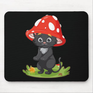 Tapis De Souris Cottagecore Chat Noir Champagne Cute Femmes Filles