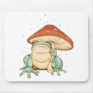 Tapis De Souris Cottagecore grenouille avec champignon