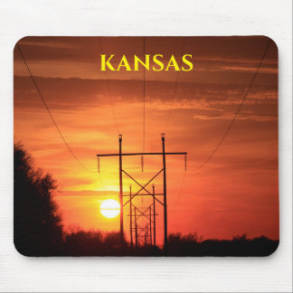 Tapis De Souris Coucher de soleil de Kansas avec arbre Silhouette