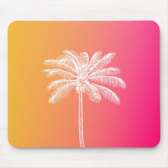 Tapis De Souris Coucher de soleil de palmier blanc tropical (Devant)