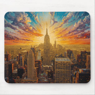 Tapis De Souris Coucher de soleil doré sur New York City Skyline