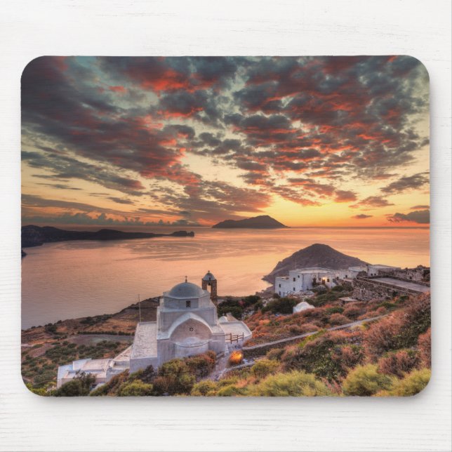 Tapis De Souris Coucher de soleil du château de Plaka à Milos (Devant)