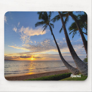 Tapis De Souris Coucher de soleil et palmiers de Maui